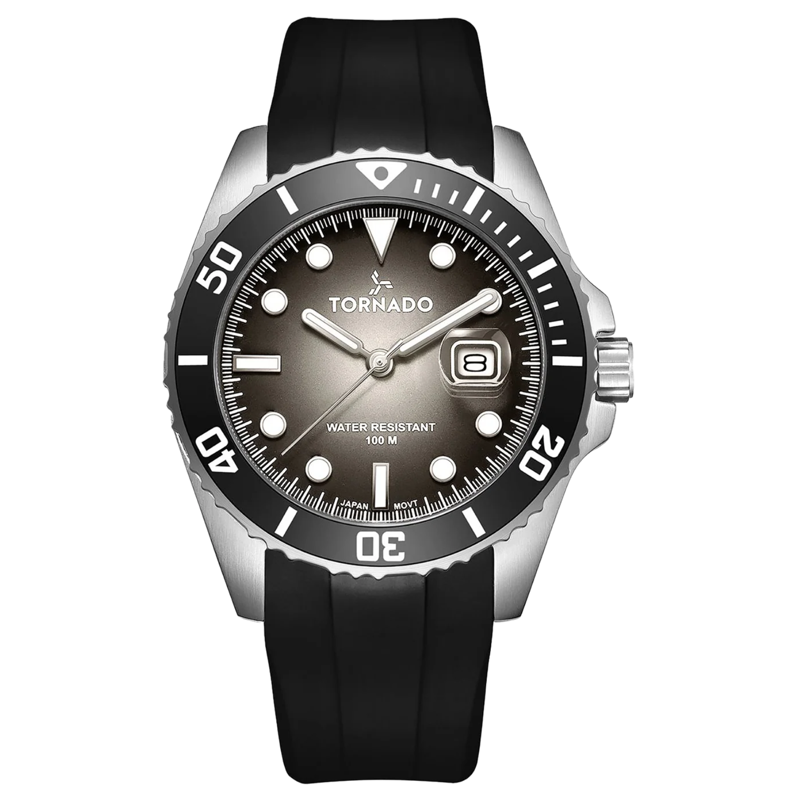 Tornado Lumina Black Dial Quartz Men 42mm T22001-SSBB