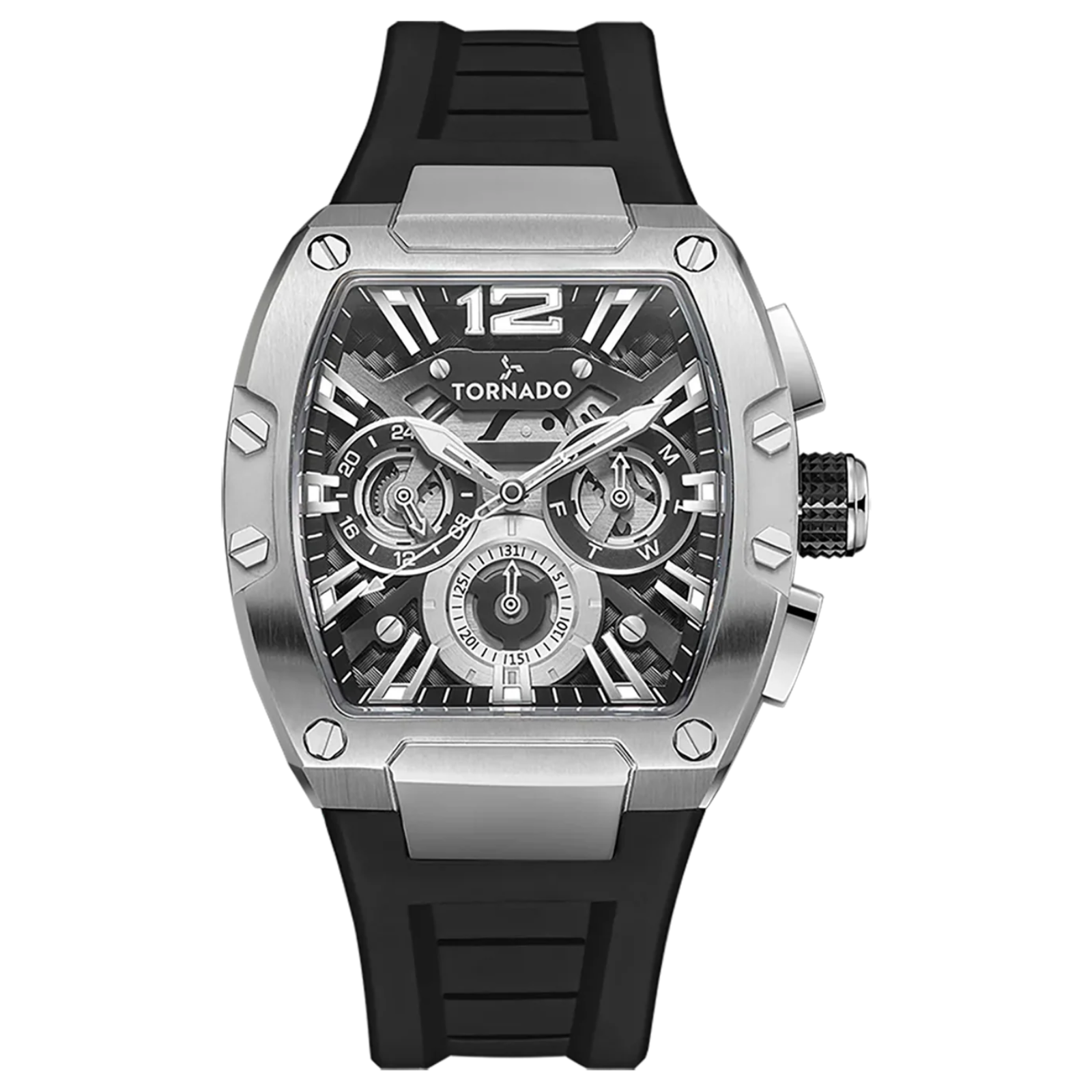 Tornado Xenith Black Dial Quartz Men 43mm T23105-SSBB
