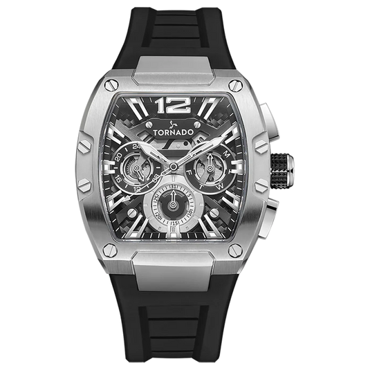 Tornado Xenith Black Dial Quartz Men 43mm T23105-SSBB