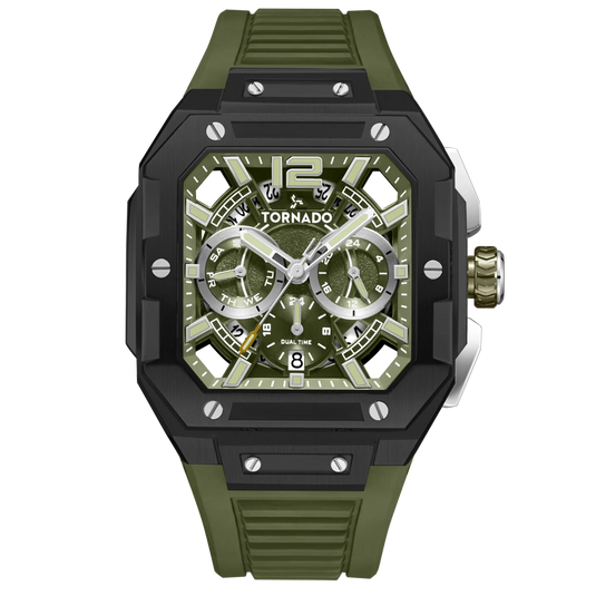 Tornado Xenith Green Dial Quartz Men 44mm T26101-BFHH