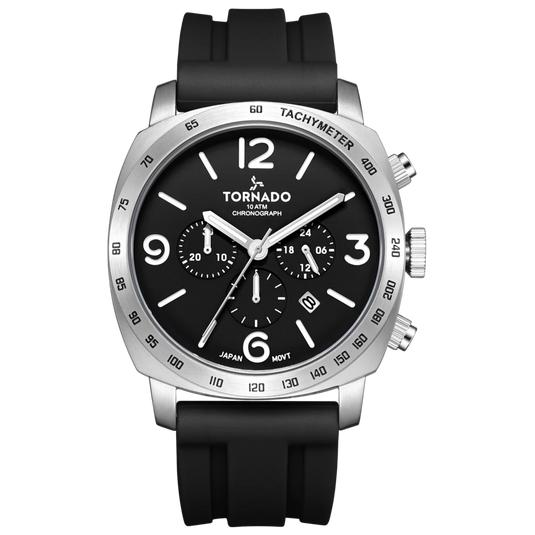 Tornado Lumina Black Dial Quartz Men 43mm T9102-SSBB