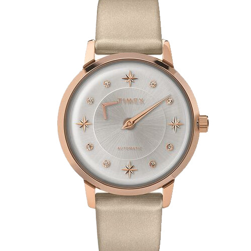 Timex City Collection Celestial Women's Mechanical Automatic Wind Silver-Tone Dial Automatic Function Watch 38mm TW2T86400