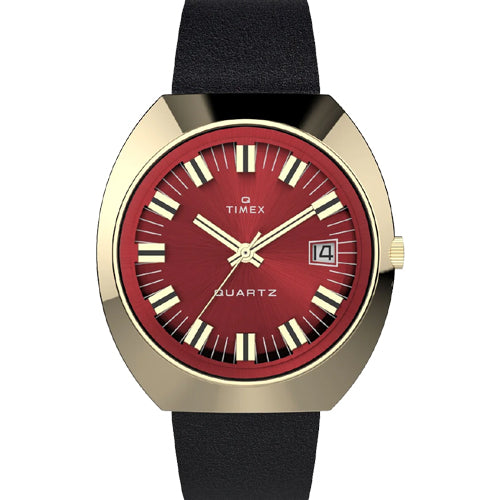 Timex Q Timex Men 1972 Reissue Burgundy Tonneau Dial Analog Watch 39mm TW2V25400U9