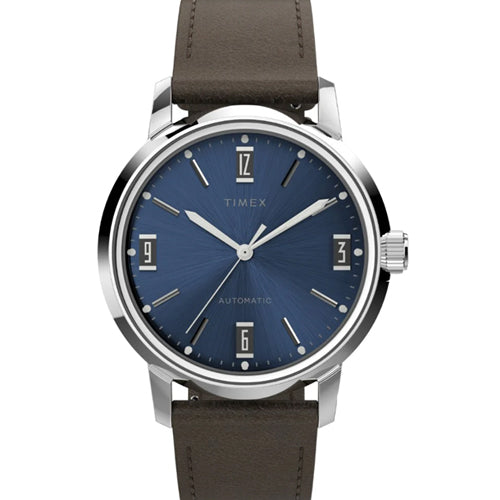 Timex Marlin Men’s Blue Round Dial Leather Strap Watch 40mm TW2V44500U9