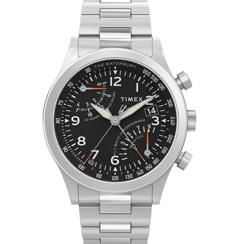 Timex Waterbury Traditional Fly Back Chronograph Stainless Steel Bracelet Watch 43mm TW2W47800UJ