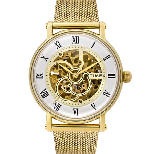 Timex Men White Round Dial Analog Automatic Watch 44mm TWEG16722