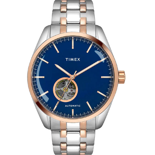 Timex E Class Men's Blue Dial Round Case Automatic Function Watch  44mm TWEG17506
