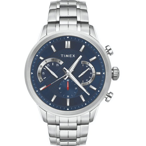 Timex E Class Men's Blue Dial Round Case Chronograph Function Watch 44mm TWEG18600