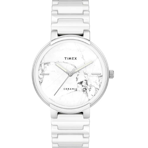 Timex Fashion Men's White Dial Round Case 3 Hands Function Watch 40mm TWEG21200