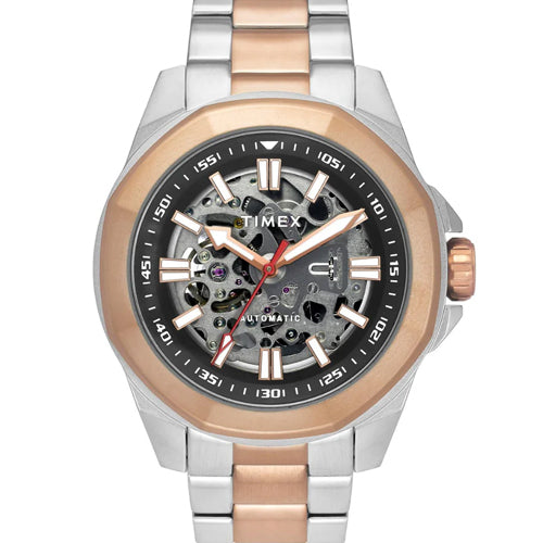 Timex Men Black Round Dial Analog Automatic Watch - TWEG24102 48mm TWEG24102