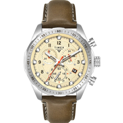 Timex Vector Men Beige Round Chronograph Dial Analog Watch 45mm TWEG26000