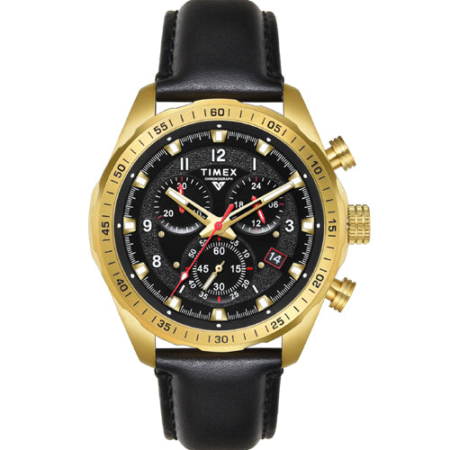 Timex Vector Men Black Round Chronograph Dial Analog Watch 45mm TWEG26001