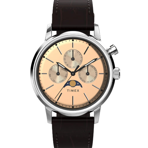 Timex Marlin Rose Gold-Tone Round Dial Analog Moon Phase Men's Watch  40mm TWEG26801