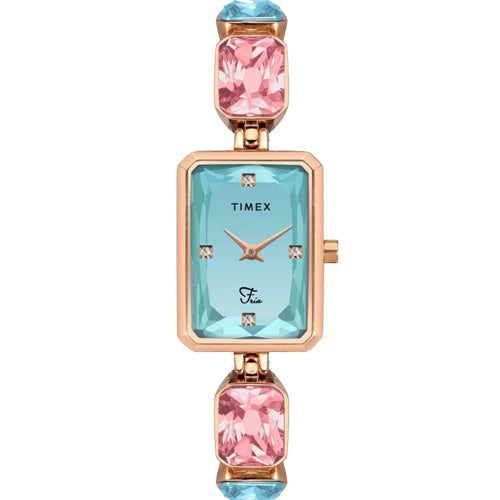 Timex Fria Women Blue Rectangular Analog Watch 21mm TWEL16900