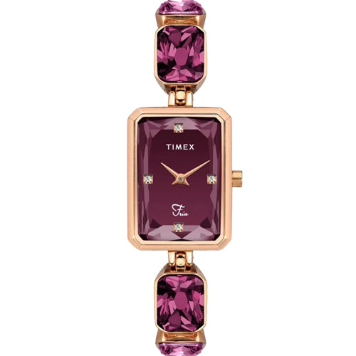 Timex Fria Women Burgundy Rectangular Analog Watch 21mm TWEL16903