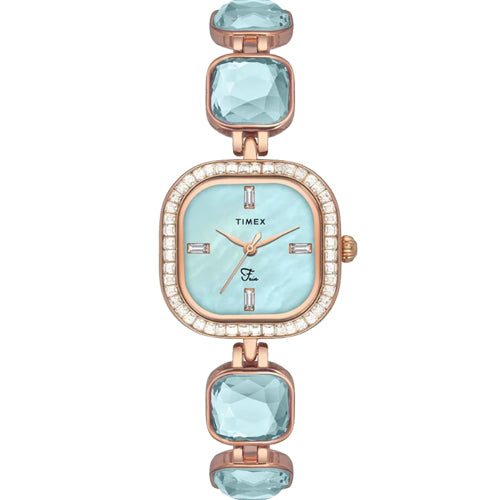 Timex Fria Women Blue Square Analog Watch 25.6mm TWEL17100