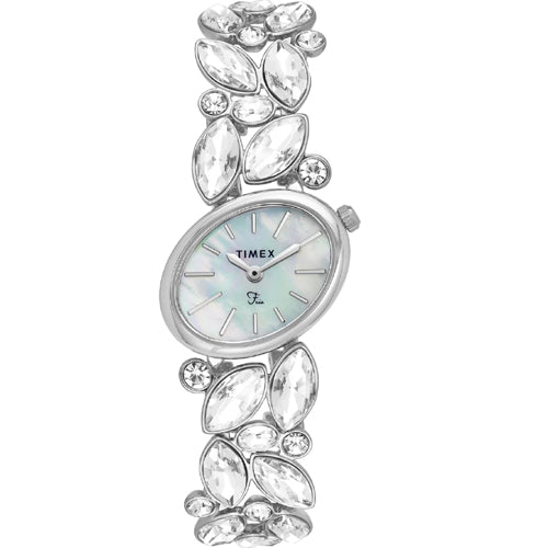 Timex Fria Mother of Pearl White Oval Dial Analog Women's Watch 26mm TWEL20900