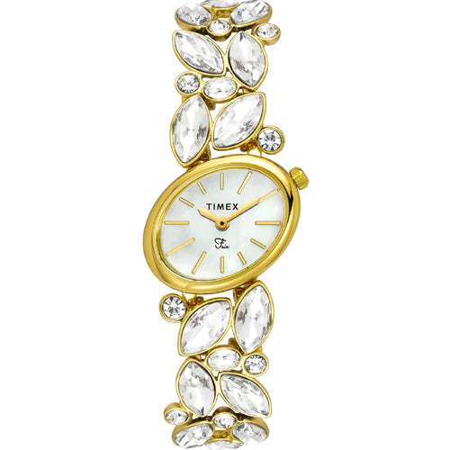 Timex Fria Mother of Pearl White Oval Dial Analog Women's Watch 26mm TWEL20901