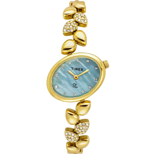 Timex Fria Mother of Pearl Blue Oval Dial Analog Women's Watch 26mm TWEL21301