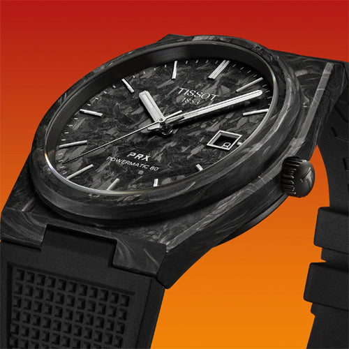 Tissot T-Classic PRX Powermatic 80 Black Carbon Dial Men 40mm
