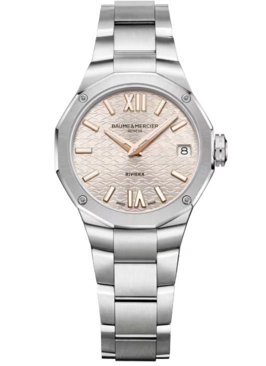 Baume & Mercier Riviera Warm silver, Satine, Sunray Dial 33mm Women M0A10810
