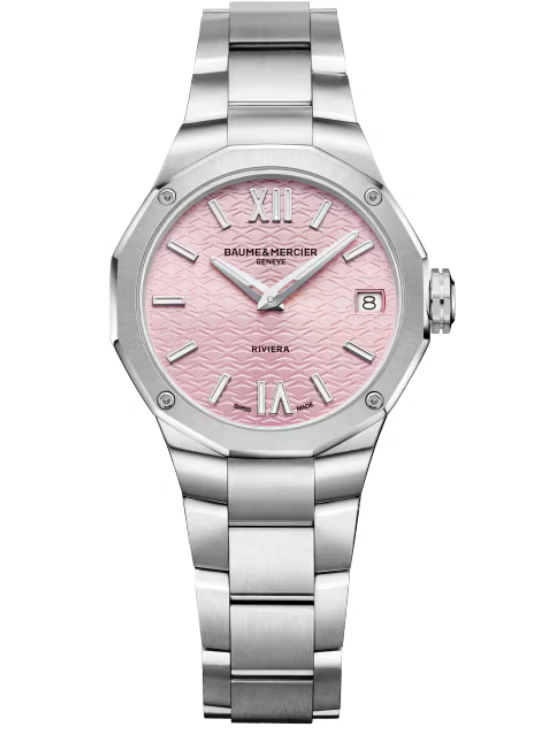 Baume & Mercier Riviera Pink, Satine, Sunray Dial 33mm Women M0A10812