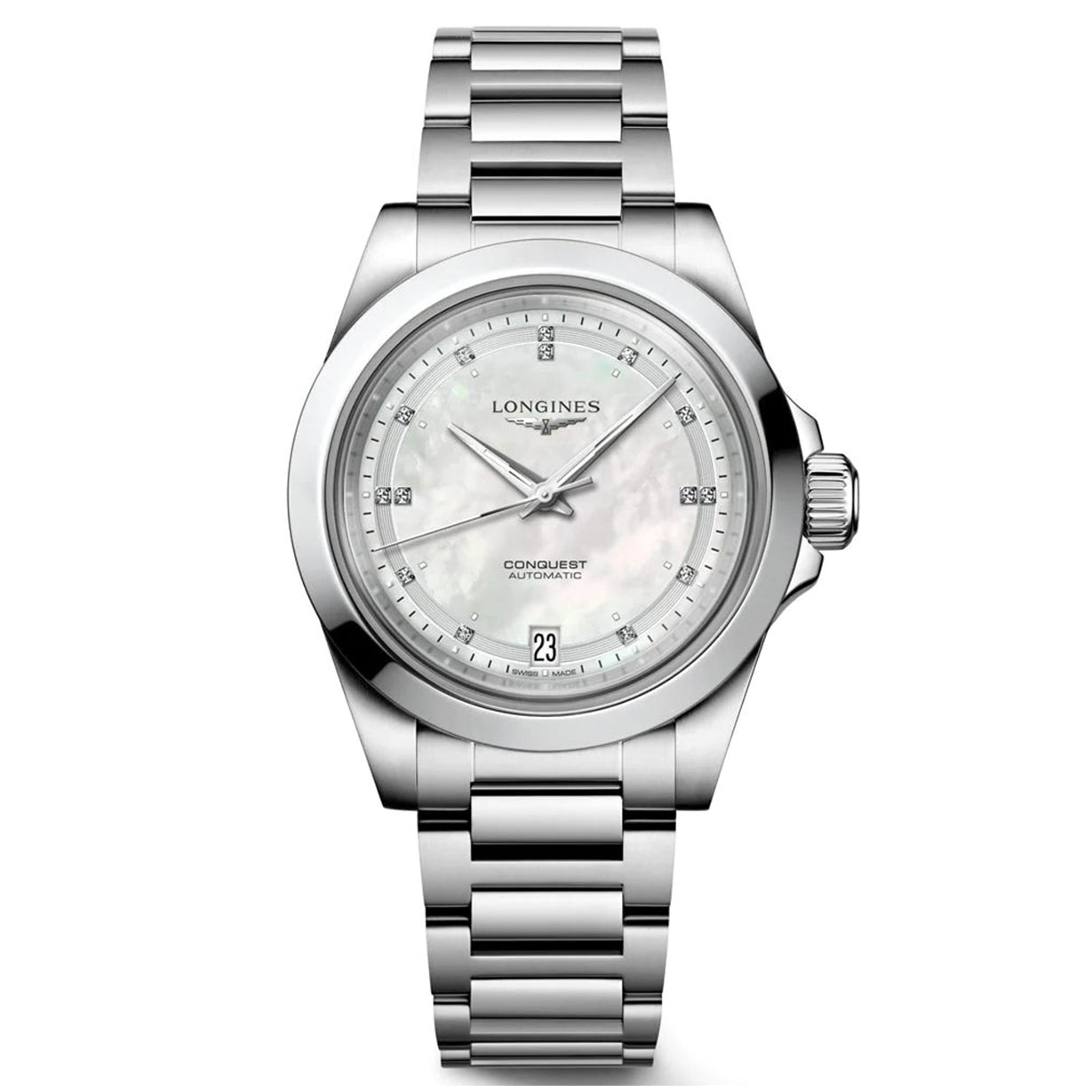 Longines Conquest White Mother-Of-Pearl Dial Women 34mm