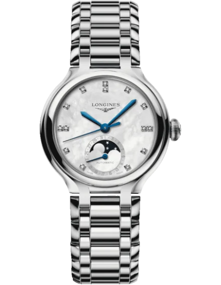 Longines PrimaLuna Moonphase White Mother-Of-Pearl Dial Women 34mm L81264876