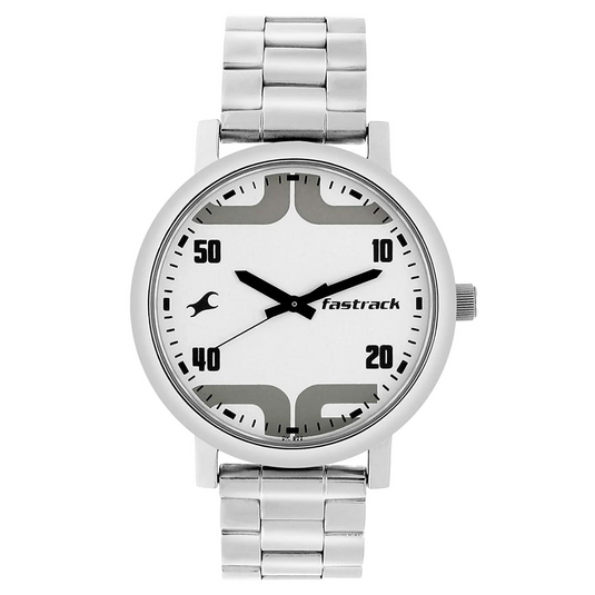 Bold White Dial Anolog & Stainless Steel Strap