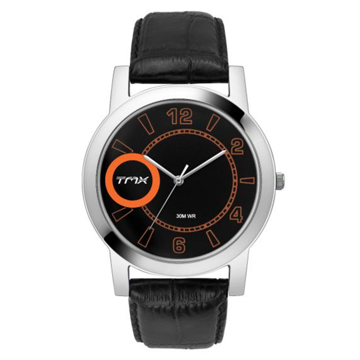 Sporty Black Dial Leather Strap