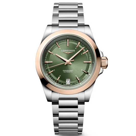 Longines Conquest Sunray Green Dial Men 34mm