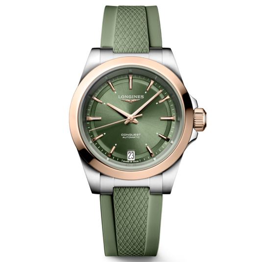 Longines Conquest Sunray Green Dial Men 34mm