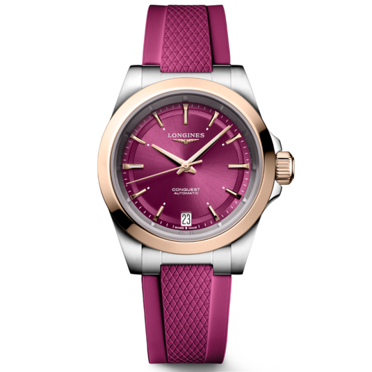 Longines Conquest Sunray Purple Dial Men 34mm