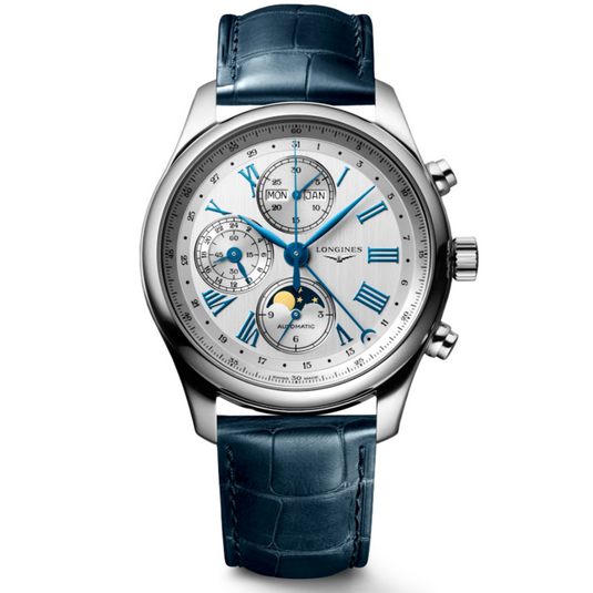 Longines Master Chrono Moonphase Silver Dial Men 42mm