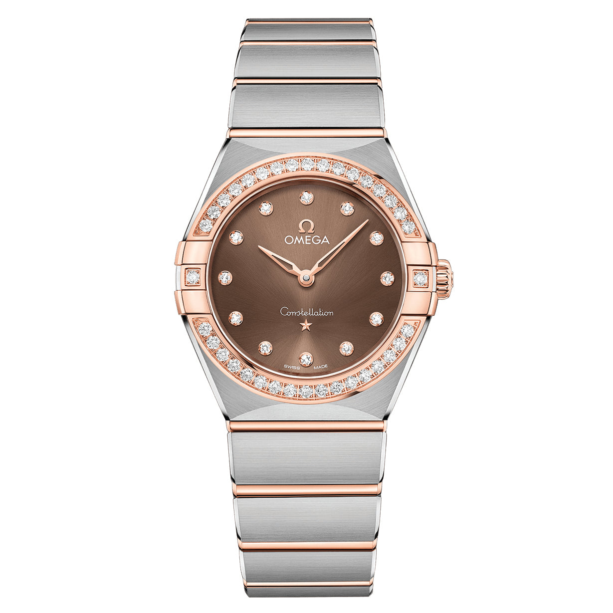 Omega Constellation Quartz Diamonds 28 Mm Brown Dial