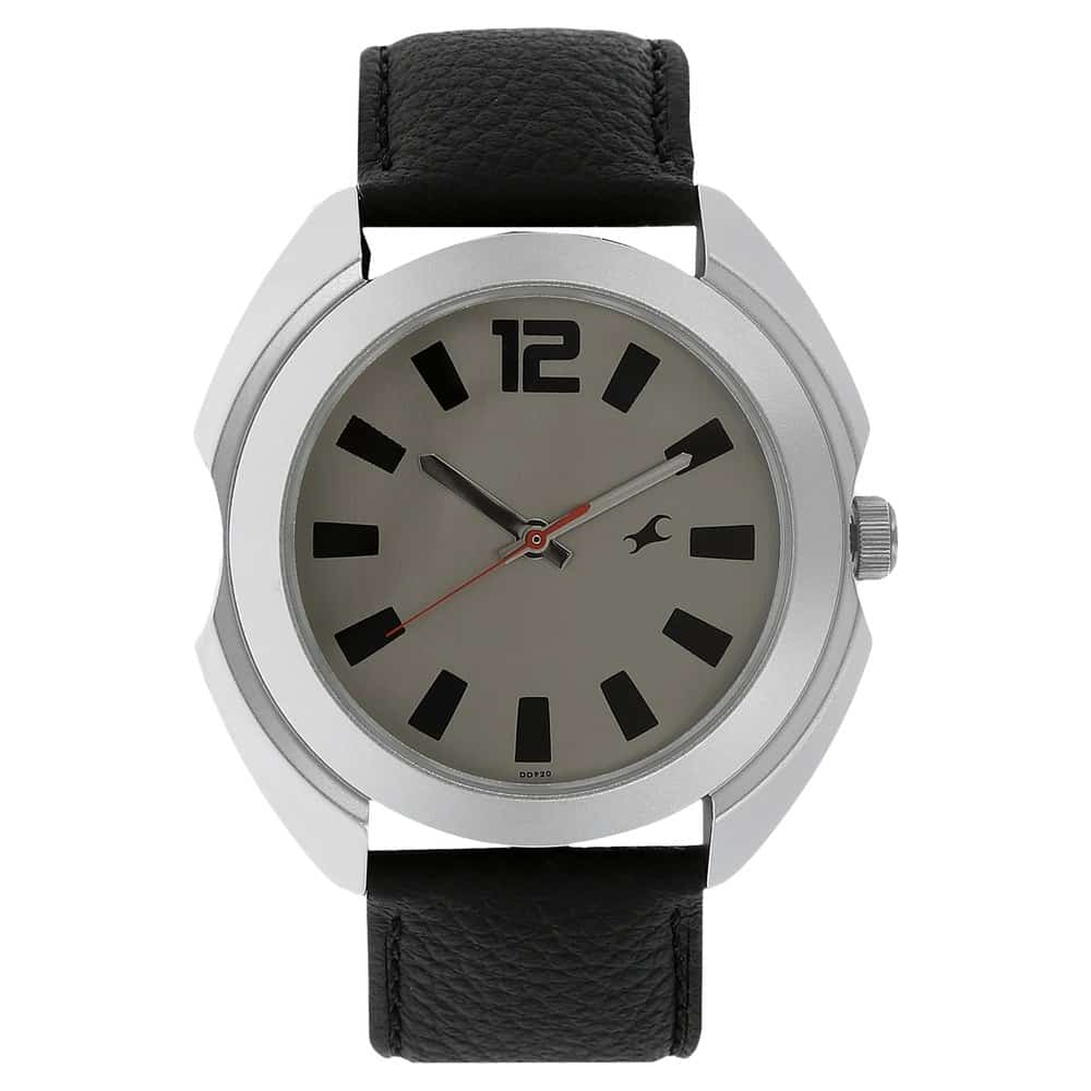 Fastrack Grey Dial Analog & Black Leather
