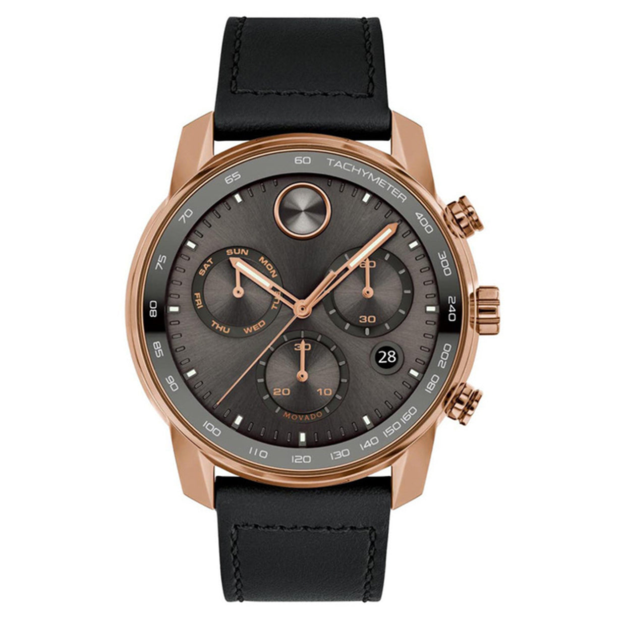 Movado bold black leather best sale