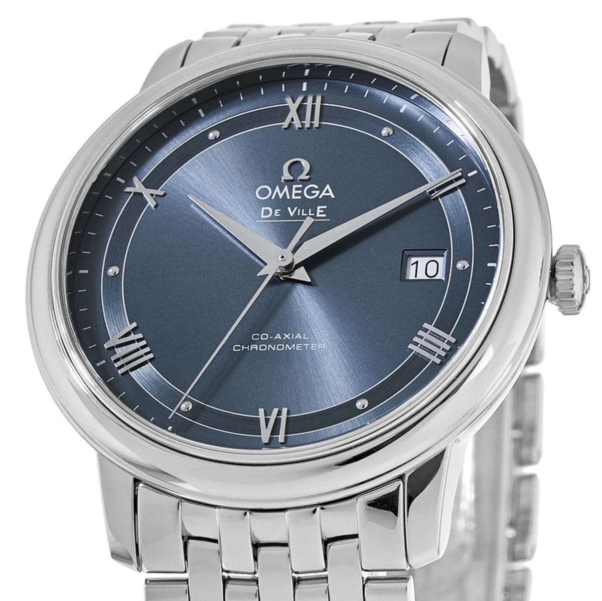 De Ville Prestige Co‑Axial Chronometer Blue Dial Silver Strap