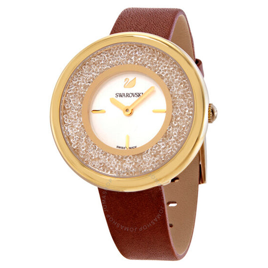 Crystalline Pure White Dial & Brown Strap