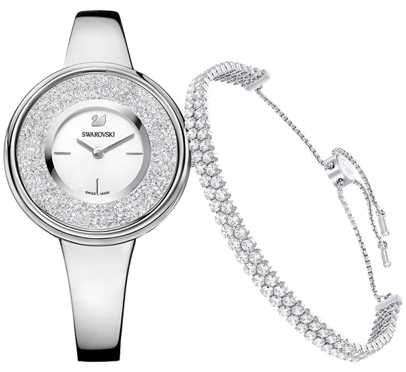 Crystalline Pure Set Silver Watch & Bracelet