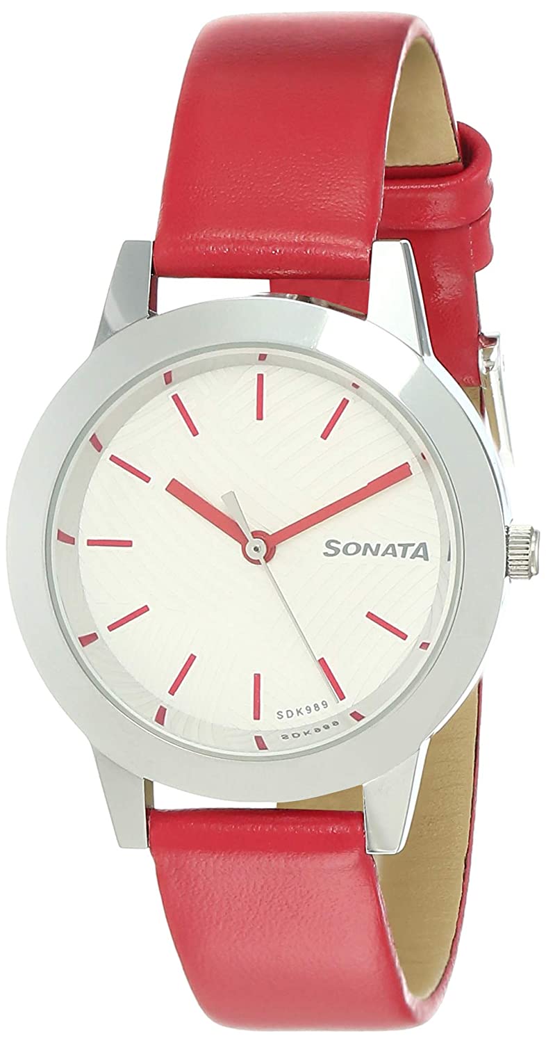 Splash White Dial & Ruby Red Leather Strap