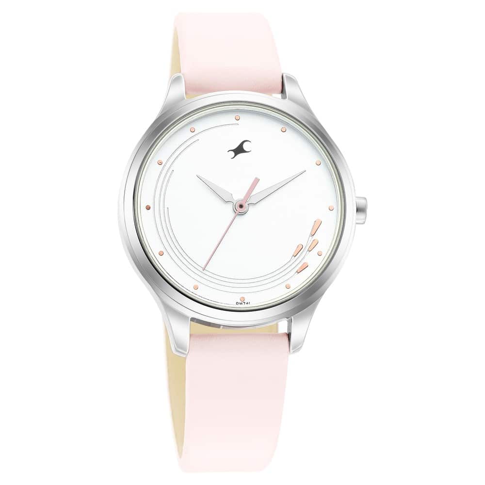 Stunners 4.0 White Dial Analog Pink Leather