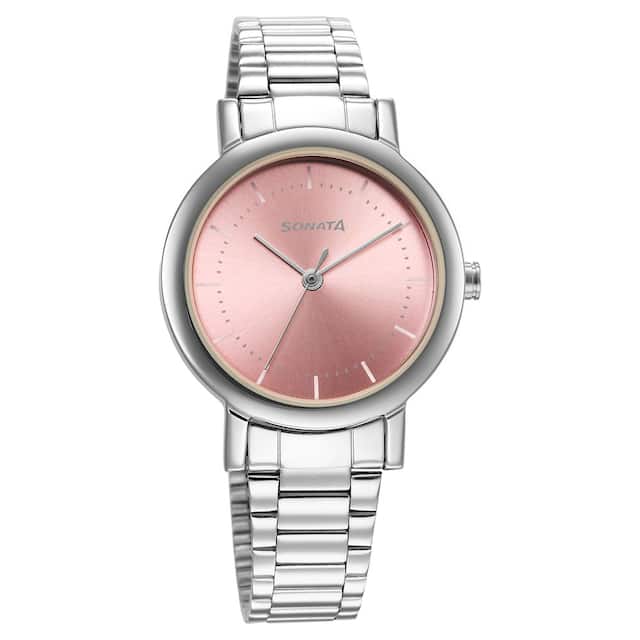 Essentials Pink Dial & Stainless Steel Strap
