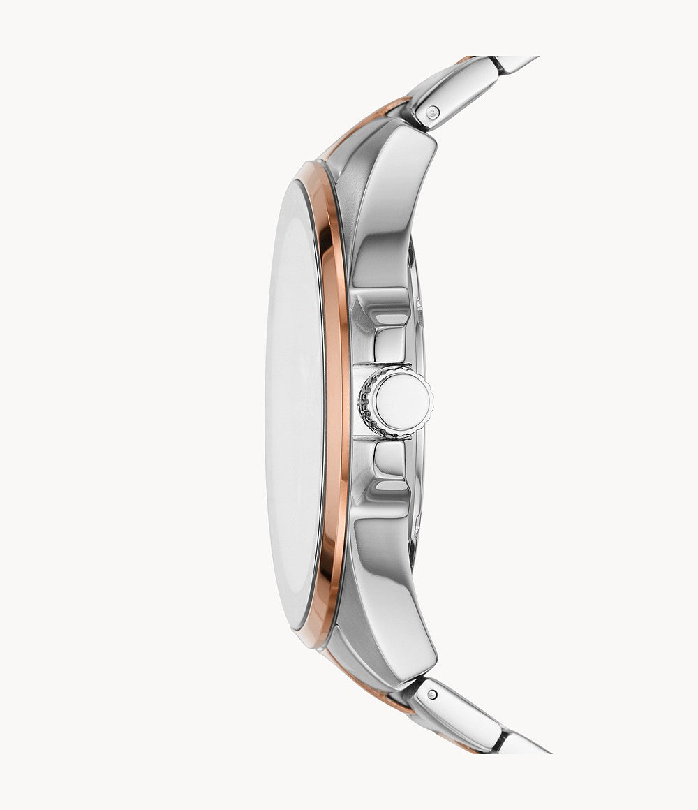 Fossil Autocross Dual Time Mens Watch – Red Dial, Stainless Steel Bracelet (Ref. BQ2895)