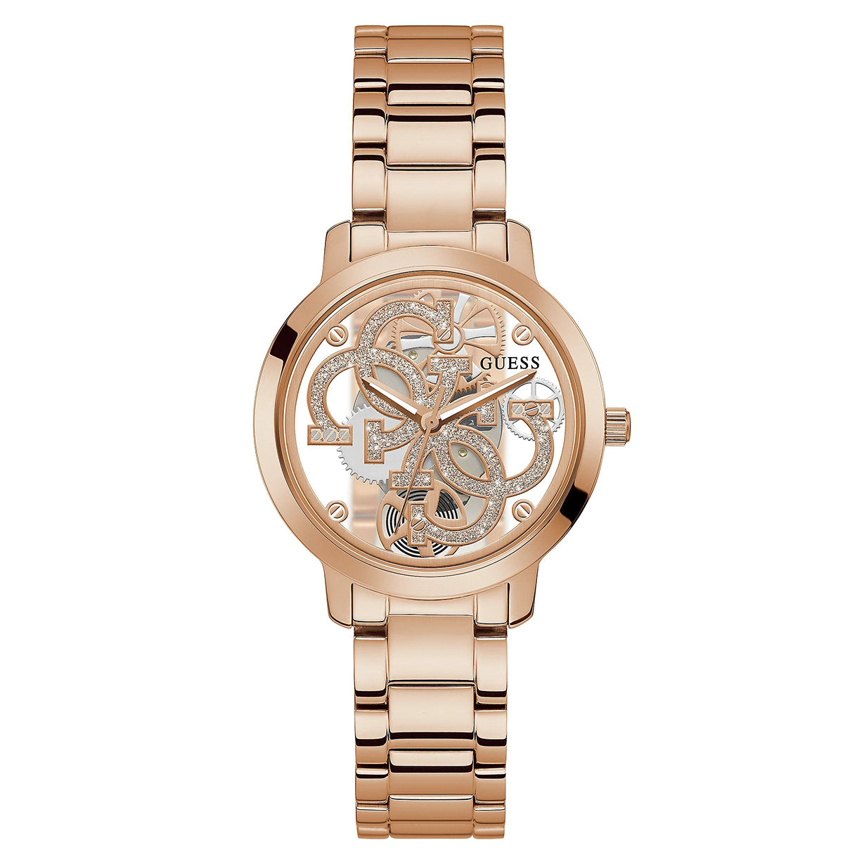 Guess Quattro Clear Rose Gold Dial Women 37mm
