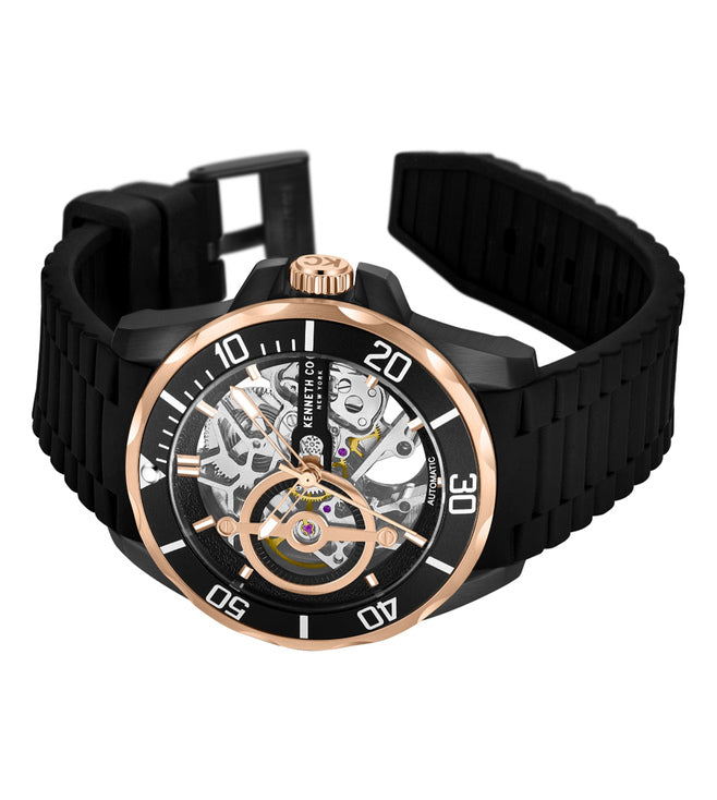 Kenneth cole black skeleton watch best sale