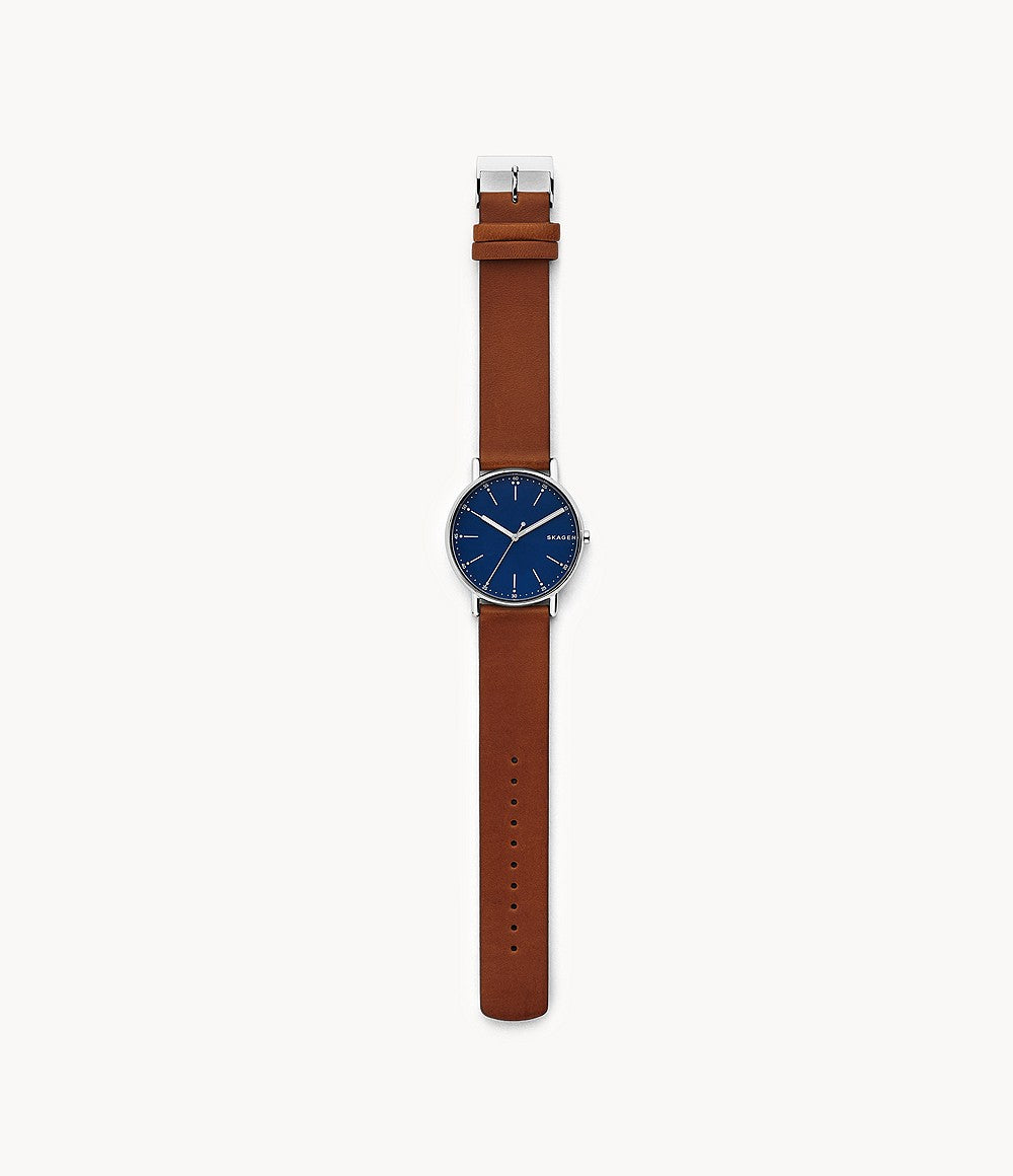 Signatur Navy Dial Brown Leather Strap