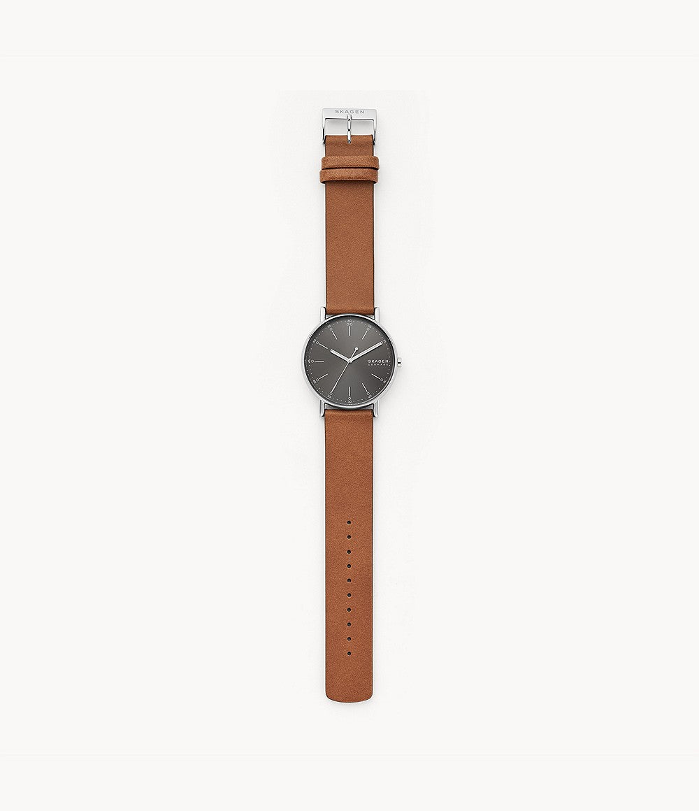 Signatur Grey Dial Brown Leather Strap
