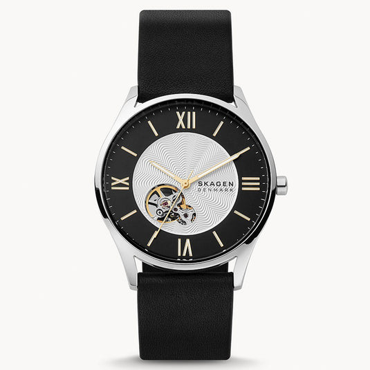 Holst Silver Dial Black Leather Strap