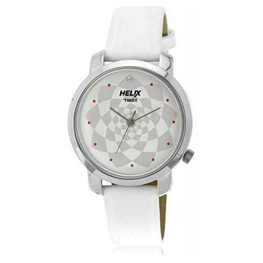 Helix White Dial Leather 